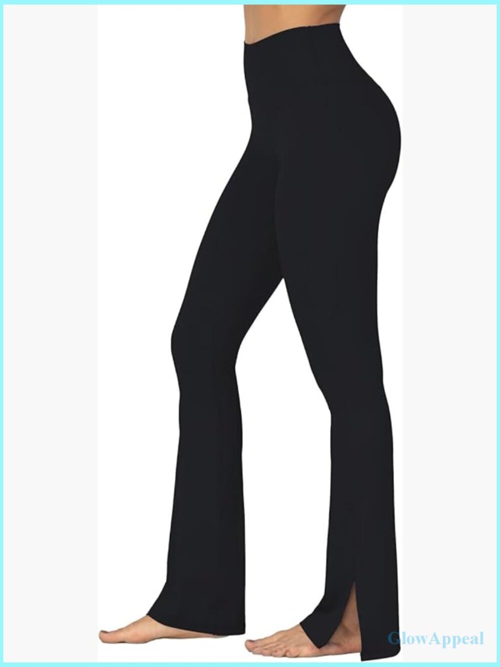 High Waisted Split Hem Flare Leggings with Tummy Control